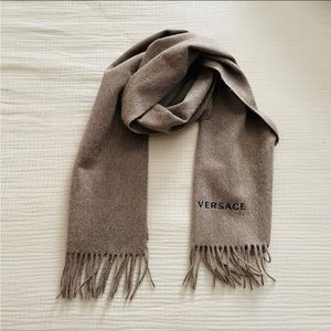 Authentic Versace Taupe 100% Wool Scarf